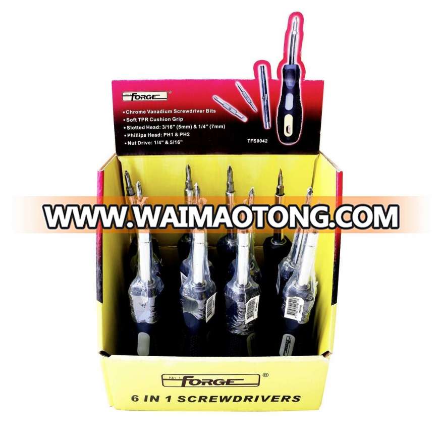 Hand Tools 12PCS 6 in 1 Cr-V Steel Screwdriver with Soft TPR Grip