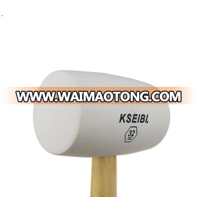 White Head Rubber Mallet Hammer Wooden Handle - KSEIBI