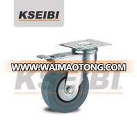 Gray Color Swivel KSEIBI Rubber Wheel Caster for Trolley