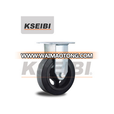 Heavy Duty Rigid KSEIBI Rubber Cast Iron Wheel Caster for Trolley