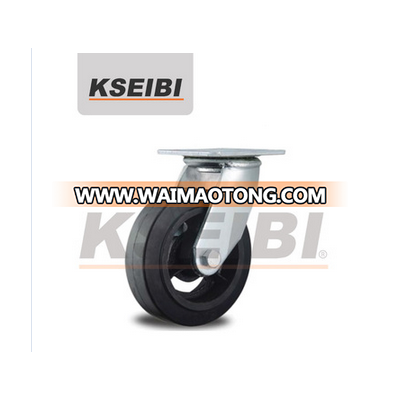 Heavy Duty Swivel KSEIBI Rubber Cast Iron Wheel Caster for Trolley