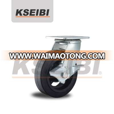 Heavy Duty Swivel KSEIBI Rubber Cast Iron Wheel Caster for Trolley