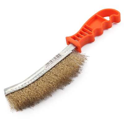 KSEIBI Plastic Hand Brush Brass Coated 255mm Cleaning Wire Brush