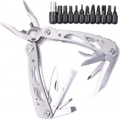 Multitool 12 in 1 Multi-Pliers with Screwdriver Bit Set Stainless Steel Multi-tool Kit for Outdoor Camping Hiking